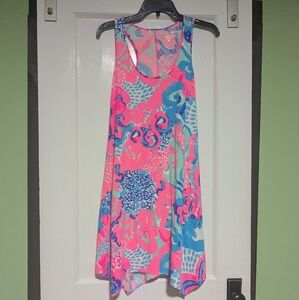 Lily Pulitzer Pink And Blue Sleeveless Sun Dress Sz Small